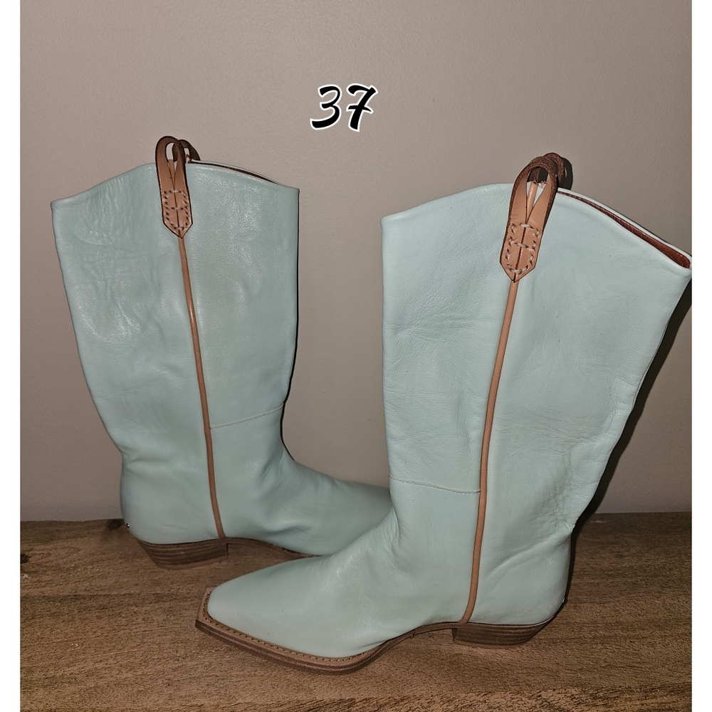Free People WE THE FREE Montage Tall Boots Cactus Milk Leather - Picture 16 of 16